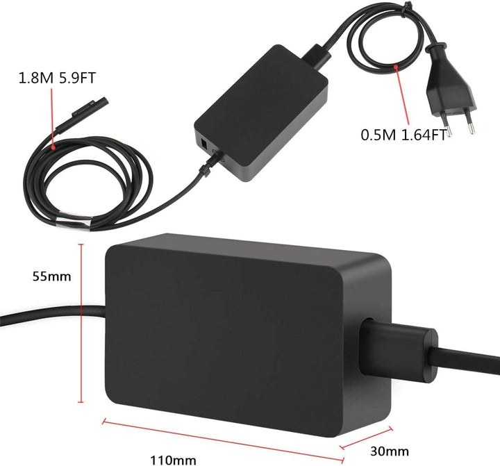 SUPERNIGHT Surface Book 2 Ladegerät Netzteil-Adapter 102W 15V 6.33A für Windows Tablet Surface Book