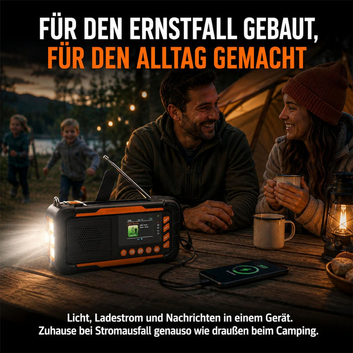 ration1 DAB+ Radio Kurbelradio Notfallradio mit Powerbank, Solar &amp; Kurbel | 10.000 mAh, 80 h Laufzei