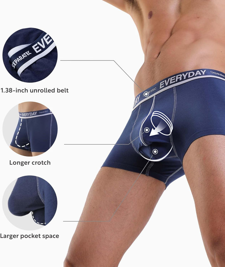 Separatec Herren Boxershorts 7er Pack Doppelbeutel Dual Pouch, Baumwolle Unterhosen Männer, Stretcke