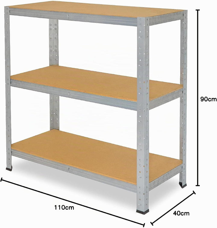 shelfplaza® 90x110x40cm HOME Schwerlastregal verzinkt/Metallregal mit 3 Böden/Kellerregal Metall, Ga