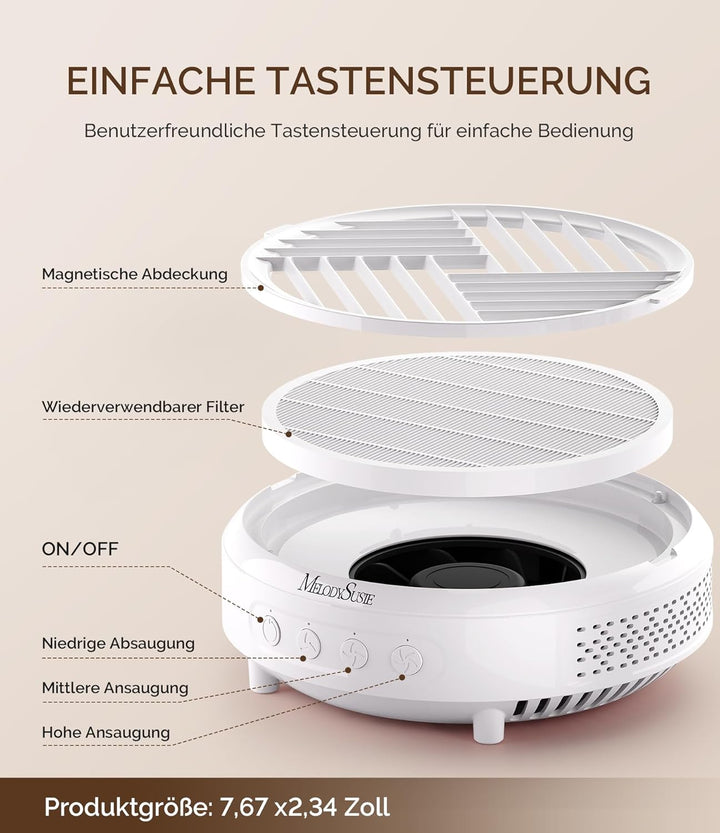 MelodySusie Staubabsaugung für Nägel, HPro Kompaktes Vakuum Professionell Nagelstaubsauger mit Filte