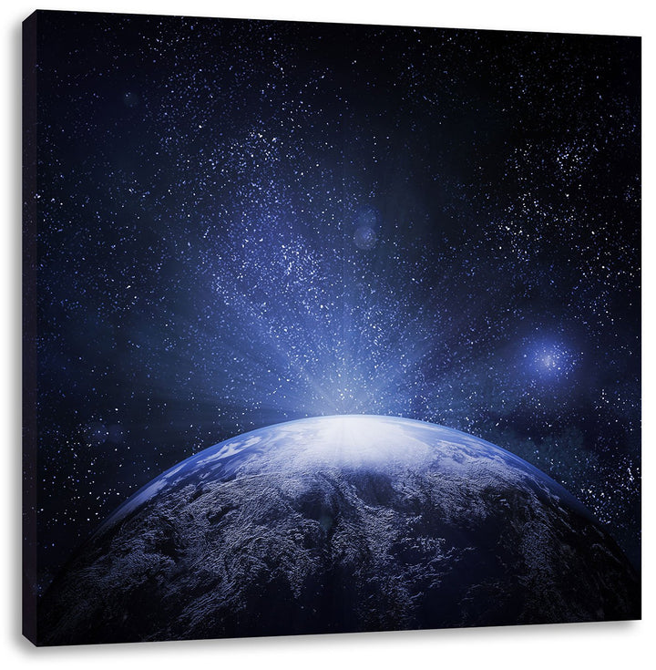 Pixxprint Sicht vom Mond auf die Erde als Leinwandbild/Grösse: 70x70 cm/Wandbild/Kunstdruck/fertig b