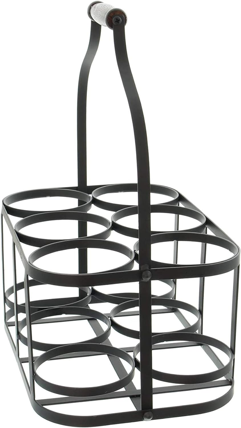 Dekoleidenschaft Metall Flaschenkorb für 6 Flaschen im Antik Design, Bierträger, Flaschenträger