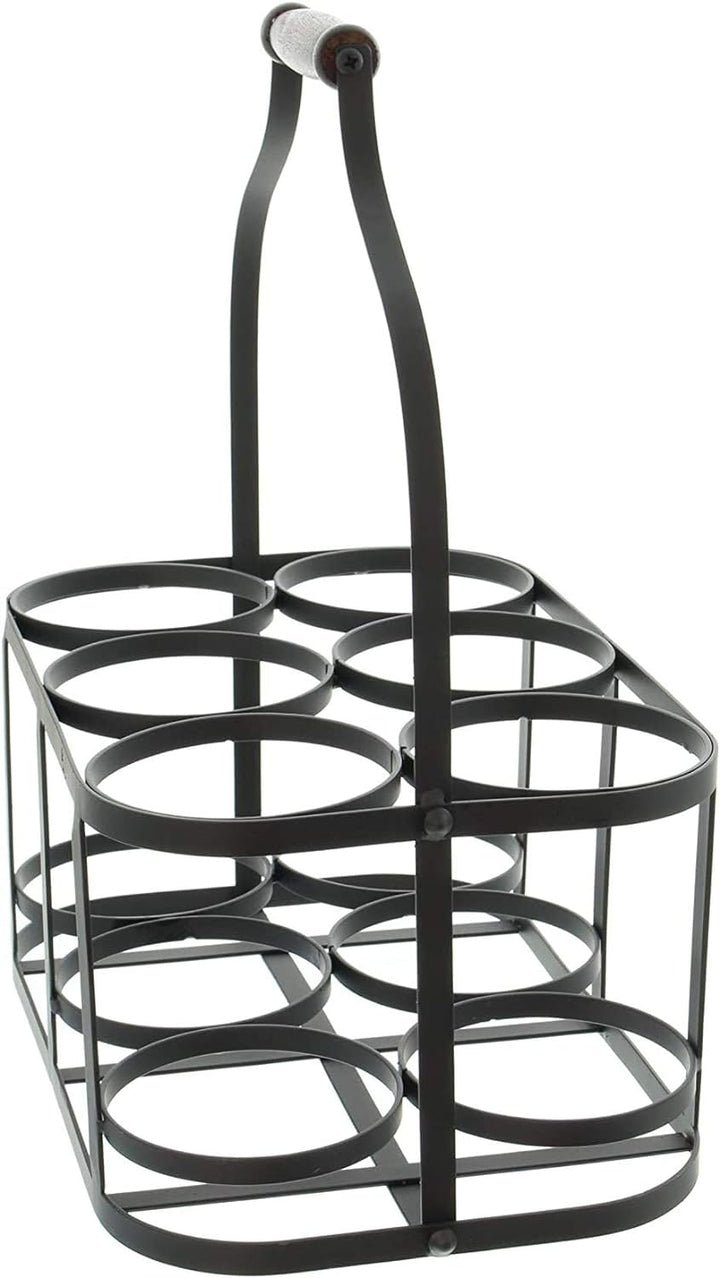 Dekoleidenschaft Metall Flaschenkorb für 6 Flaschen im Antik Design, Bierträger, Flaschenträger