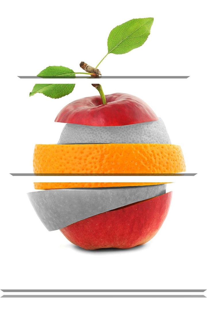 Pixxprint Früchte Mix Apfel Orange Limette als Leinwandbild/Grösse: 3 Teilig (120x80) cm/Wandbild/Ku