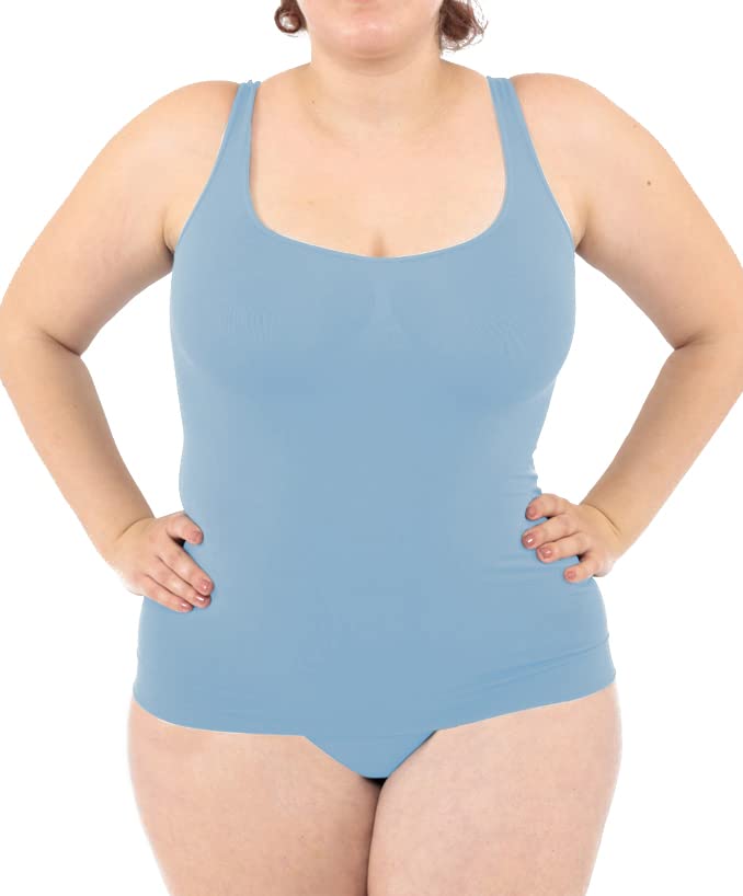 Unterhemd Damen Grosse Grössen, Tank Top Basic Line, Dünne Träger und Bruststütze, mit Nahtloser Tec