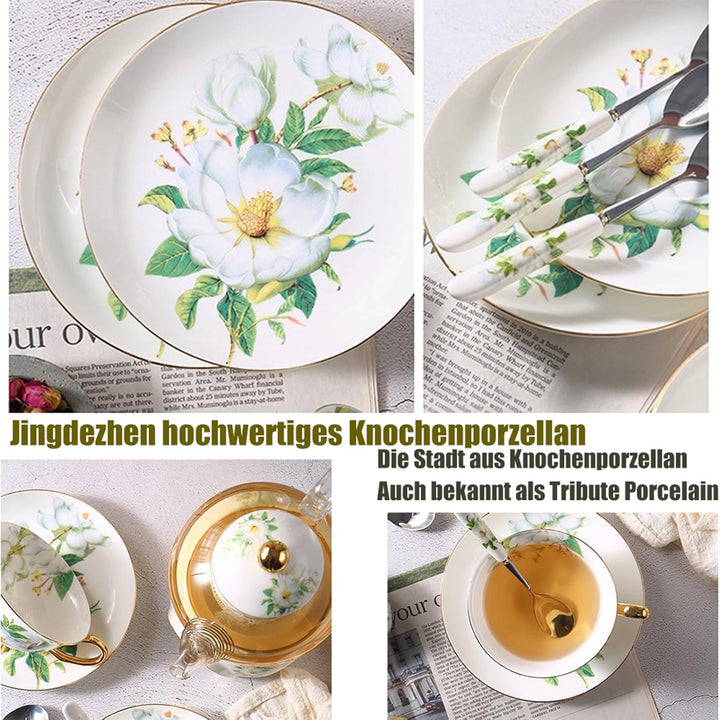 8 Stück Europäischen Blumen Tee Set,Bone China Tee Set Service Kaffee Set, 9 Optionen.Mit Geschenkbo