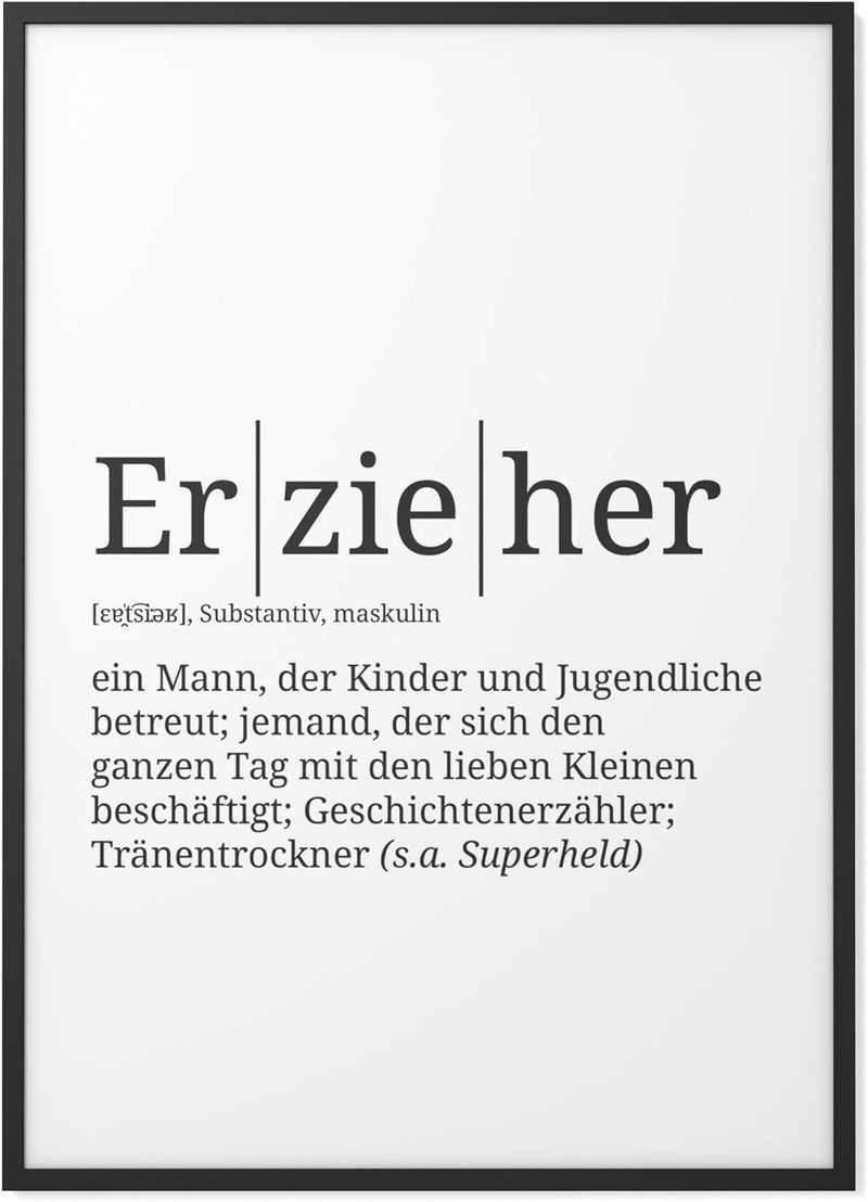 Papierschmiede® Definition: Erzieher, DIN A1 (59x84 cm), XXL Poster für Wohnzimmer, Schlafzimmer, Kü