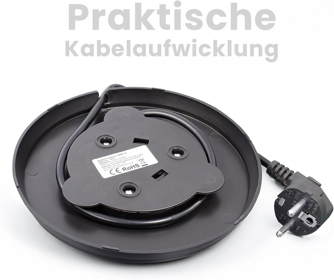 Edelstahl-Wasserkocher XD14 elektrisch – 1,2 Liter, 1.500 W – mit Abschaltautomatik (Rot), Rot