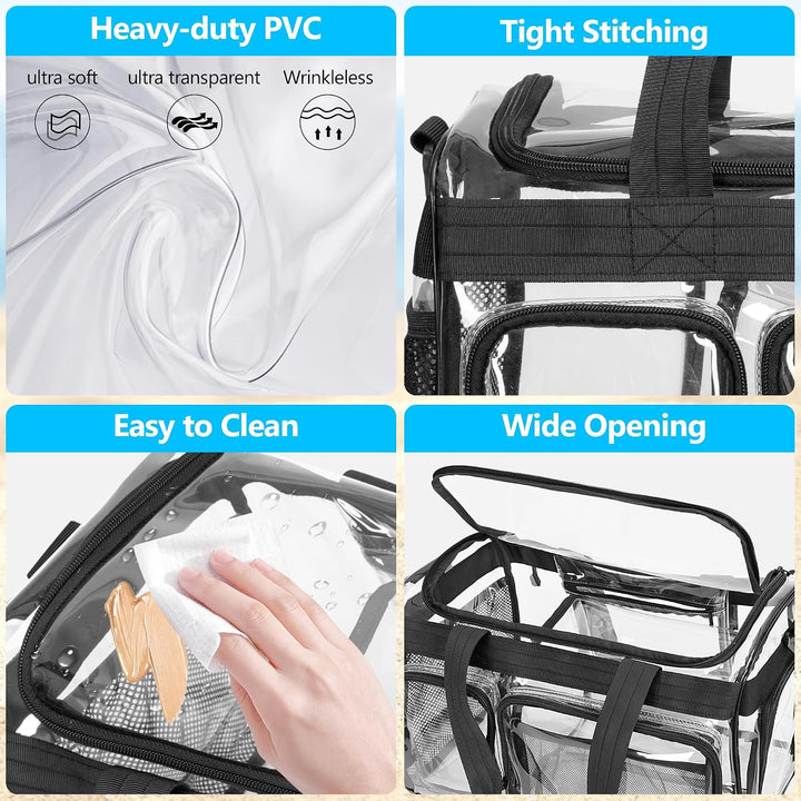 Yarwo Grosse Transparente Strandtasche Clear Bag für Concert, Konzert | Mit PVC Wasserdichtem Materi