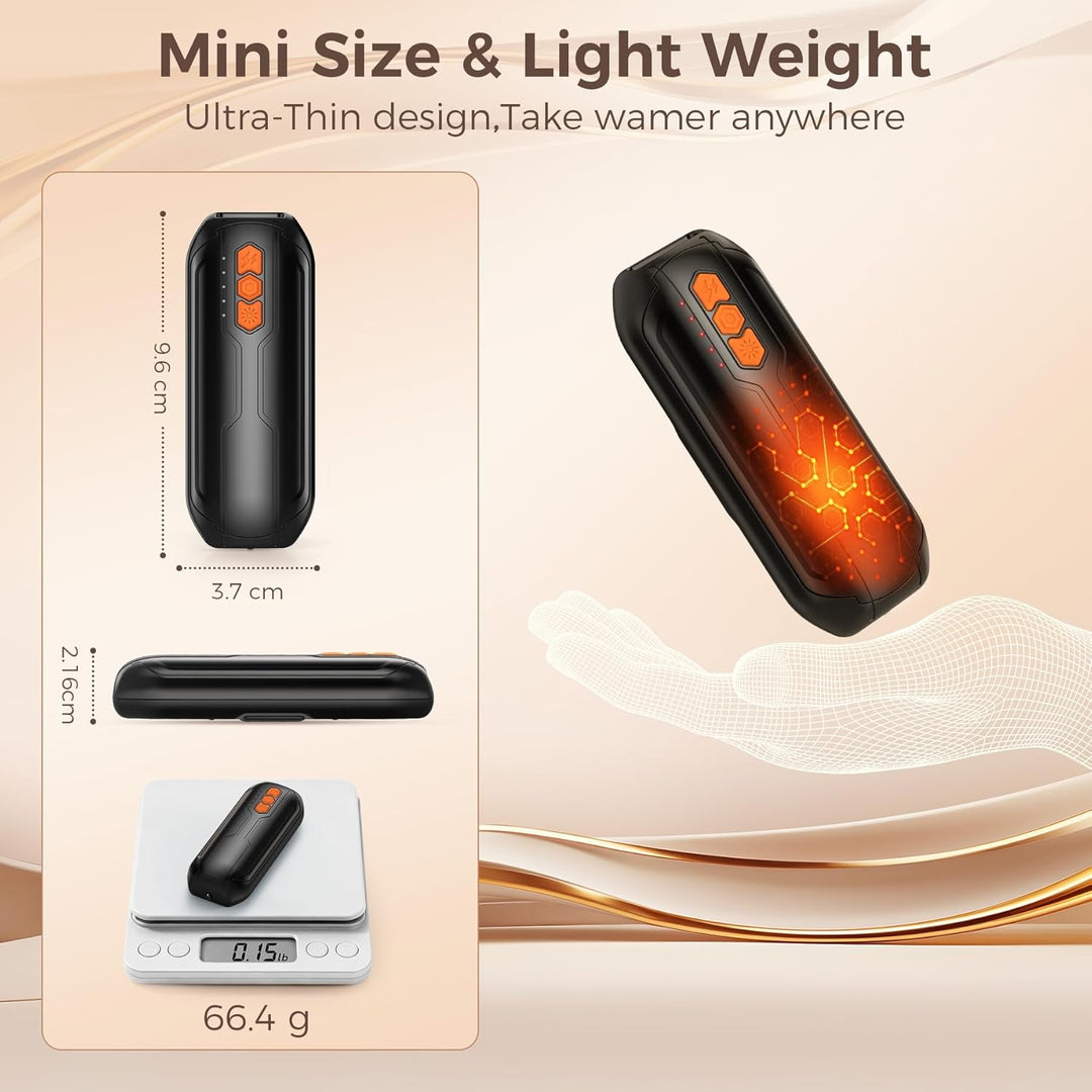 Handwärmer Elektrisch 2er Set, USB Handwärmer Aufladbar mit LED, 5 Stufen Schnelle Erwärmung, Wärme