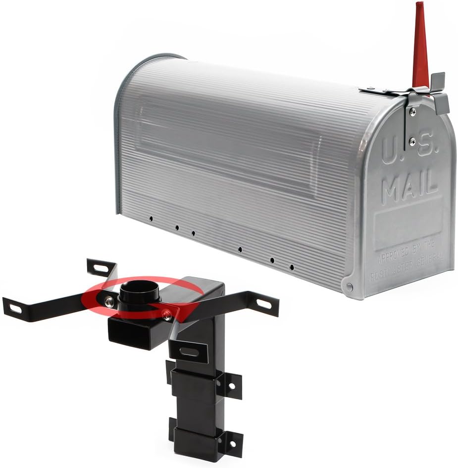 Wiltec Set US Mailbox Silbergrau 180 x 220 x 480 mm, amerikanischer Briefkasten mit Fahne, Standbrie