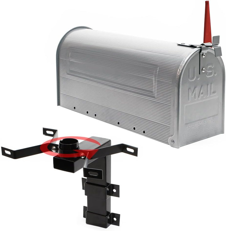 Wiltec Set US Mailbox Silbergrau 180 x 220 x 480 mm, amerikanischer Briefkasten mit Fahne, Standbrie