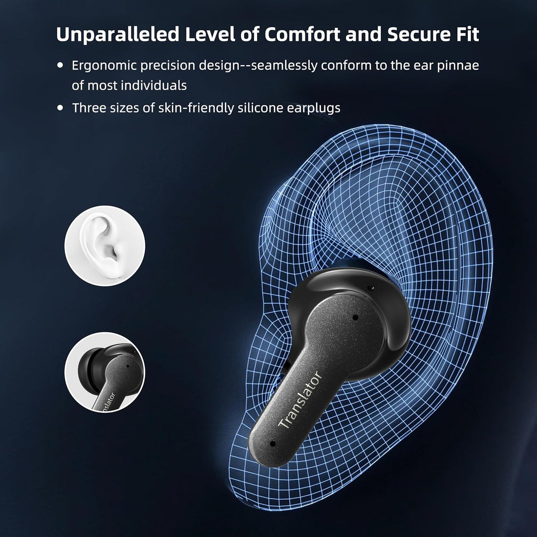 Translator Earbuds M3 Black Real Time Instant Language Translator Device Support Language Translatio