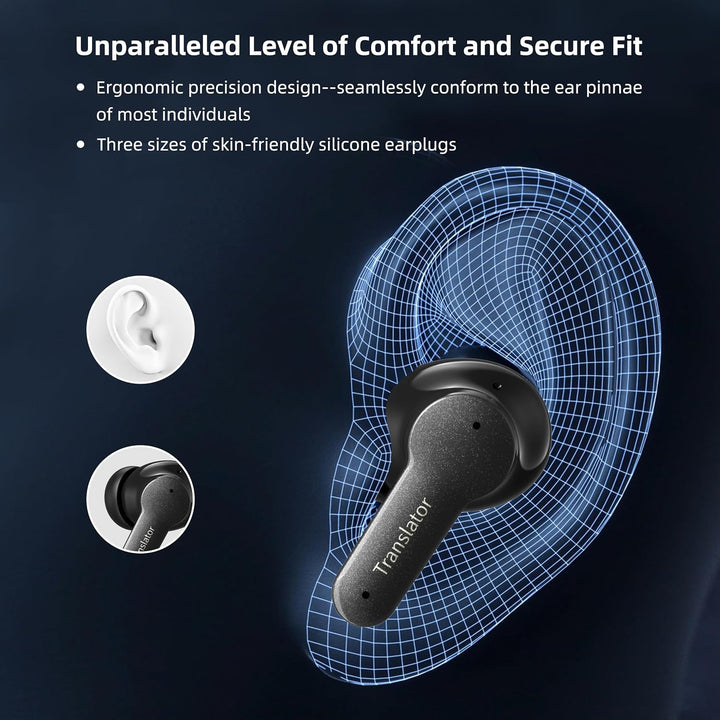 Translator Earbuds M3 Black Real Time Instant Language Translator Device Support Language Translatio