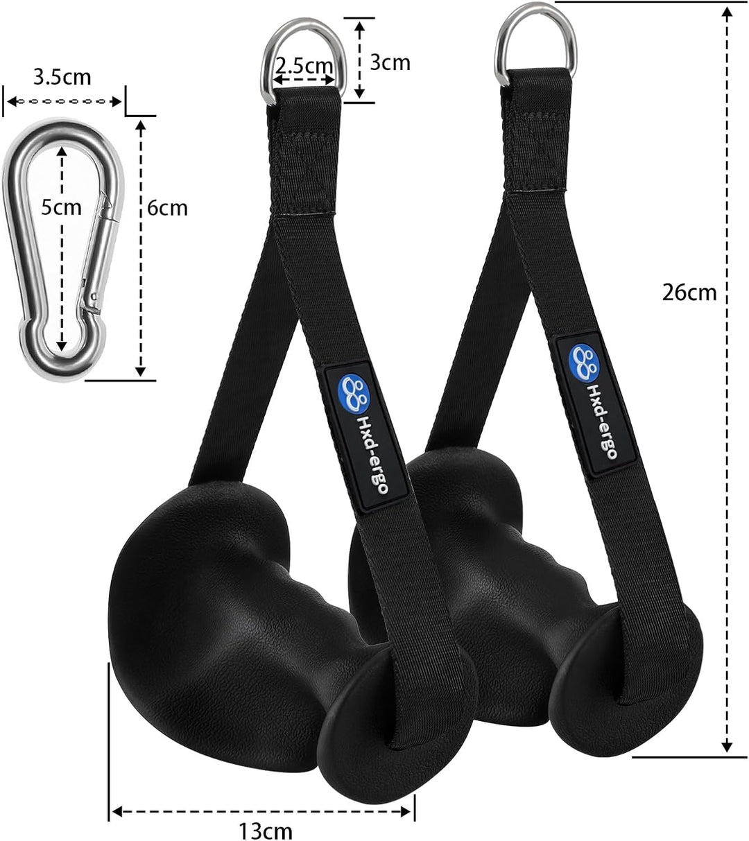 HXD-ERGO 2 Stück Einhandgriff für Widerstandsbänder, Fitnessband Griffe mit Metall D-Ring, Ergonomis
