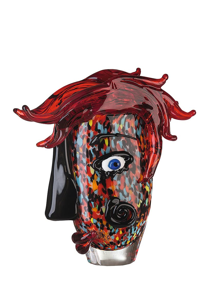 GILDE GLAS art Deko Vase - Gesichtvase - Moderne Deko - Designvase - H 30 cm Höhe 30,5 cm Rot, Höhe