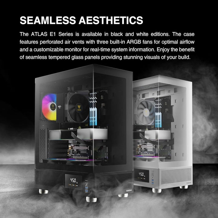 GAMDIAS Atlas E1 ATX Gaming Midi-Tower PC-Gehäuse,Echtzeit-Anzeige mit Software, Enthalten 3 x 120mm