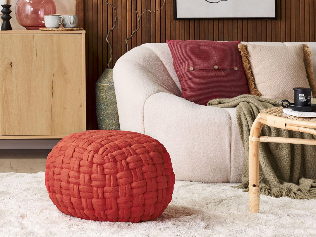 Trendy Ottoman in Rot Samtstoff 45x35 cm Hopa