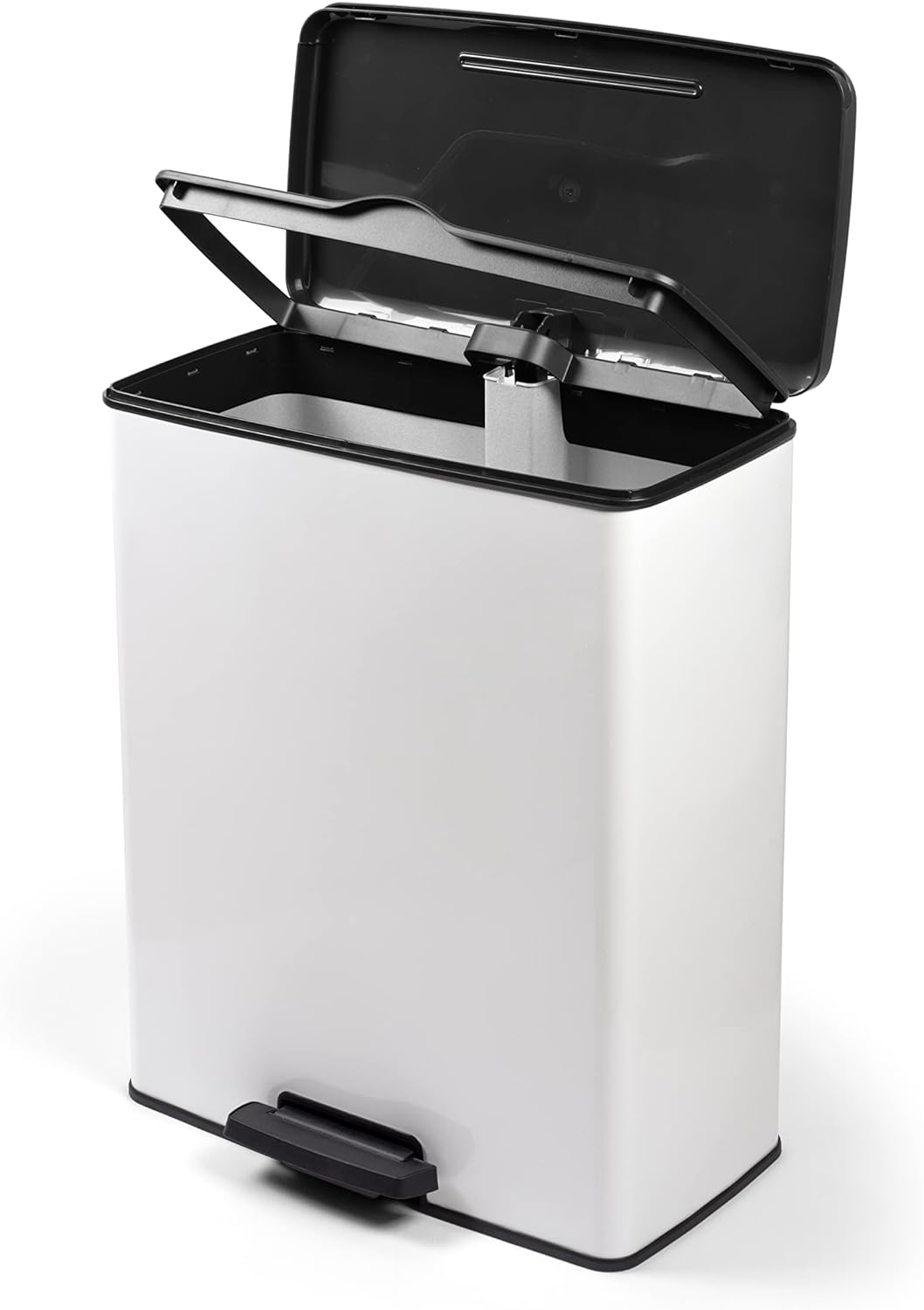 Curver Mülleimer Deco Rechteck, 65 l, Weiss, für Küche, Waschküche, Garage, 486 x 284 x 615 mm, Poly