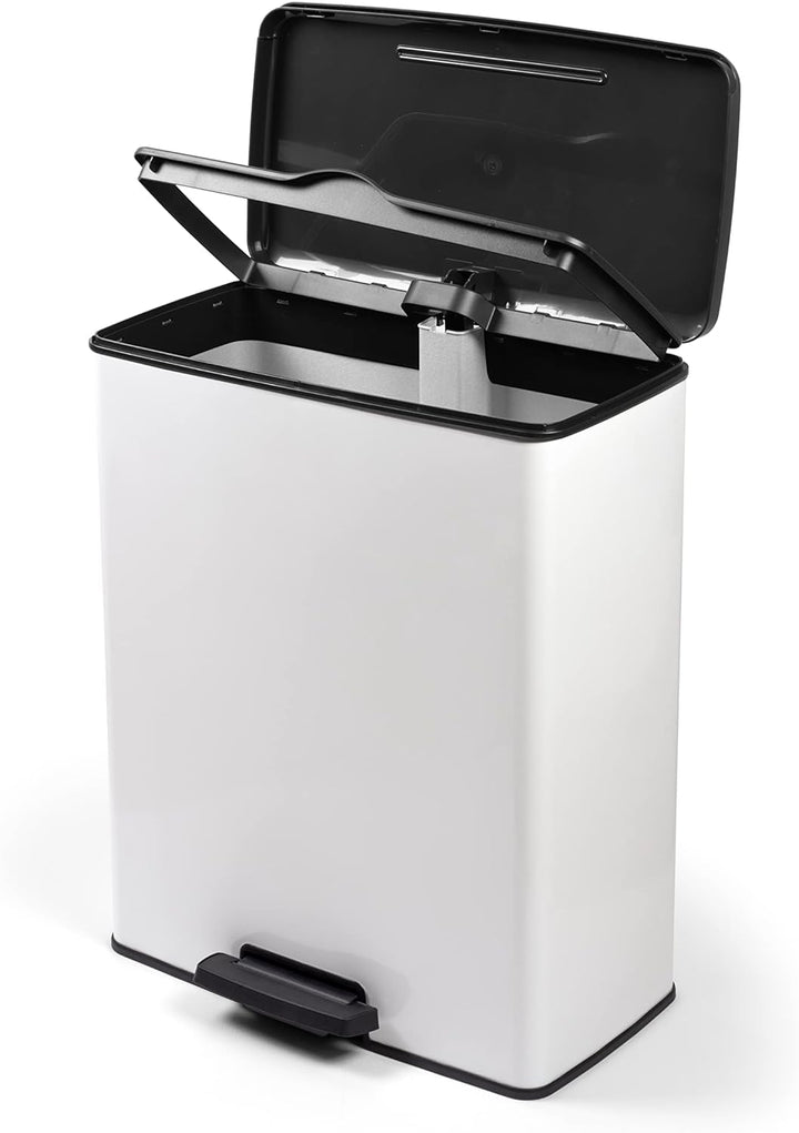 Curver Mülleimer Deco Rechteck, 65 l, Weiss, für Küche, Waschküche, Garage, 486 x 284 x 615 mm, Poly