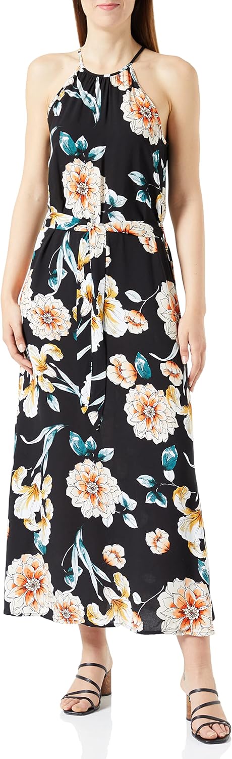 ONLY Damen Onlnova Life S/L Joy Long Dress Aop Ptm 32 Black/Aop:369 Soft Flowers, 32 Black/Aop:369 S