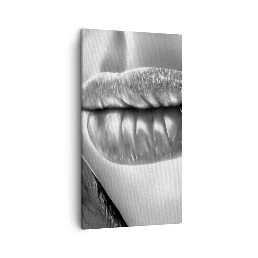 Bilder auf Leinwand Lippen Gesicht weiblich Lippenstift Leinwandbild mit Rahmen 45x80cm Wandbilder D