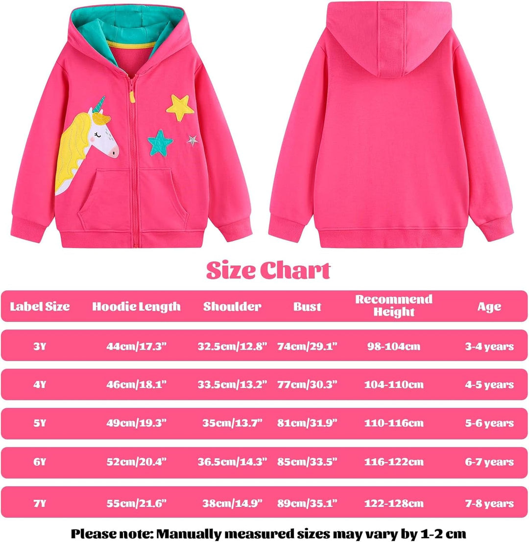 Zip Up Hoodie Jungen Mädchen Kapuzenpullover Langarm Baumwolle Sweatjacke Einhorn Traktor Hoody Swea