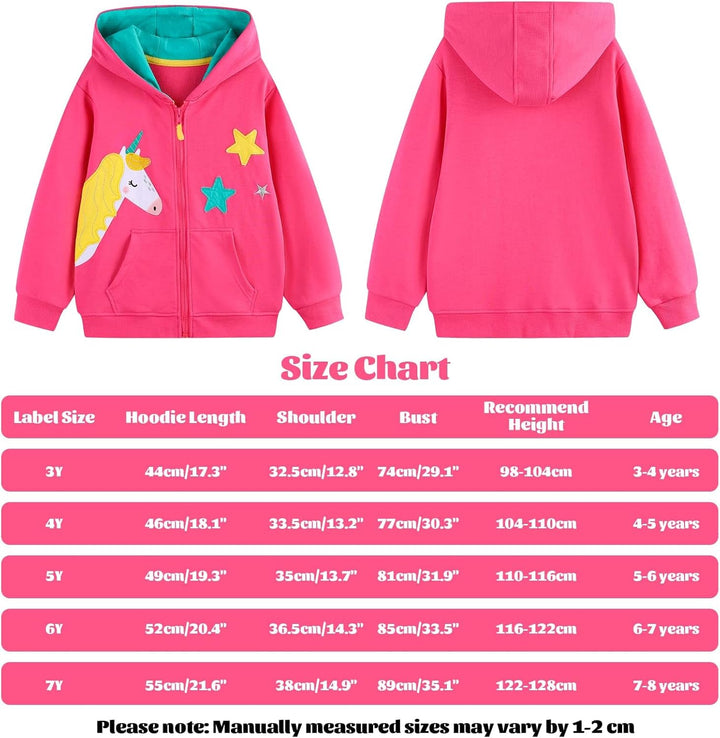 Zip Up Hoodie Jungen Mädchen Kapuzenpullover Langarm Baumwolle Sweatjacke Einhorn Traktor Hoody Swea