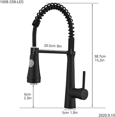 TIMACO LED Schwarz Wasserhahn Küche 360° Drehbar Küchenarmatur Mischbatterie Gastro Küche Armatur Sp