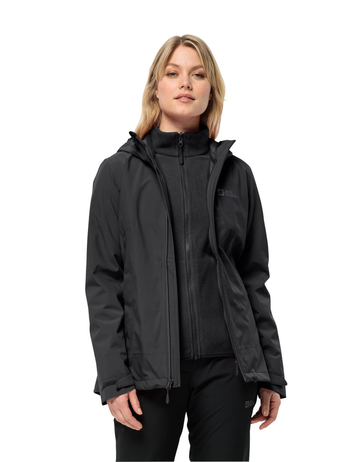 Jack Wolfskin Damen Moonrise 3in1 Jkt W Jacket XS Schwarz, XS Schwarz