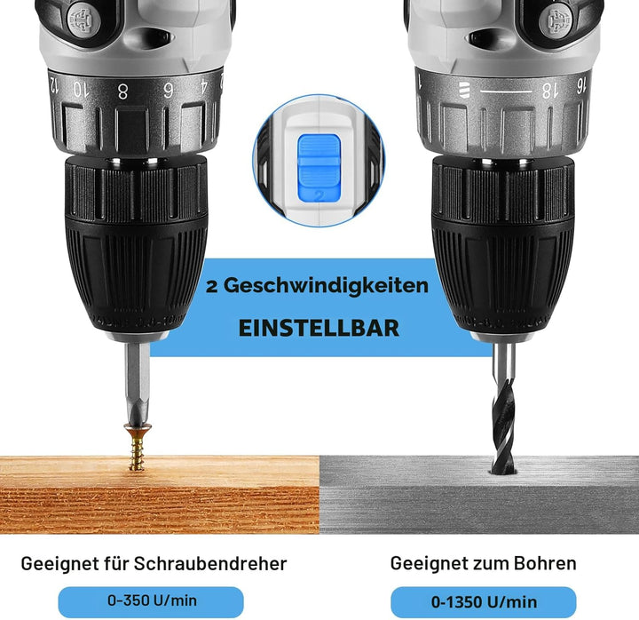 20 V Akkuschrauber für Damen:DEKOPRO 40 N.m Akku Schrauber mit Akku und Ladegerät，30 pcs Zubehör Boh