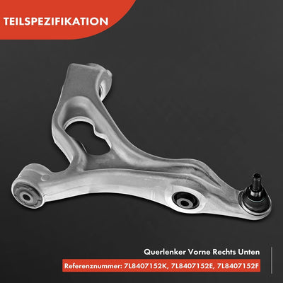 Frankberg 1x Radaufhängung Lenker Vorne Rechts Unten Kompatibel mit Q7 4LB 2010-2015 C.a.y.e.n.n.e 9