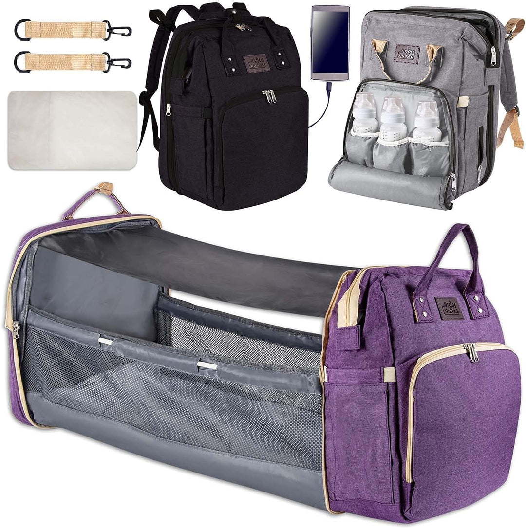 all Kids United® Baby Wickelrucksack Deluxe mit Kinderbett - Babytasche Wickeltasche Set: Baby-Rucks