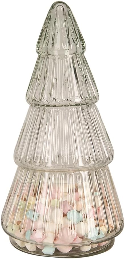 Clayre & Eef Glastopf Weihnachtsbaum Ø 11x21 cm Transparant Glas Vorratsglasdeckel