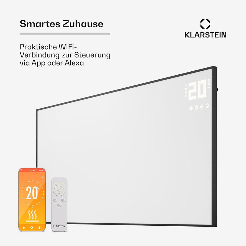 Klarstein Infrarotheizung mit Thermostat, 770W Elektroheizung, Smart Home Bild-Infrarotheizung zur W