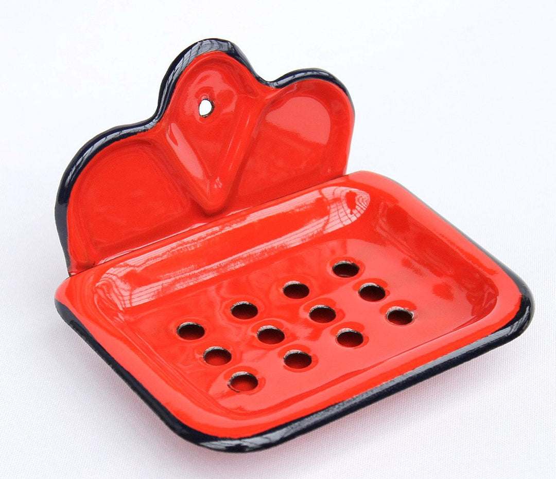 DanDiBo Seifenhalter 618 Rot Seifenschale 13 cm emailliert Landhaus Emaille Seifenspender, Rot