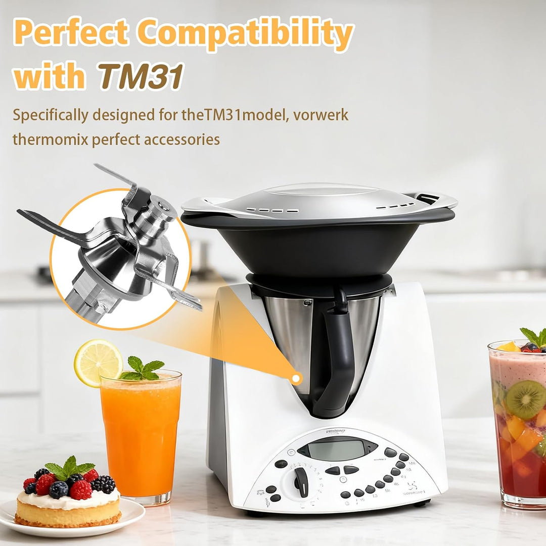 Mixermesser für Vorwerk Thermomix TM31, Edelstahl TM31 Ersatzmesser mit Dichtungsring, Küchenmaschin
