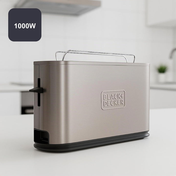 Black+Decker - Toaster BXTO1002E 1000W | Extra breite Schlitz 260x42 mm | 7 Bräunungsstufen | 3 Funk