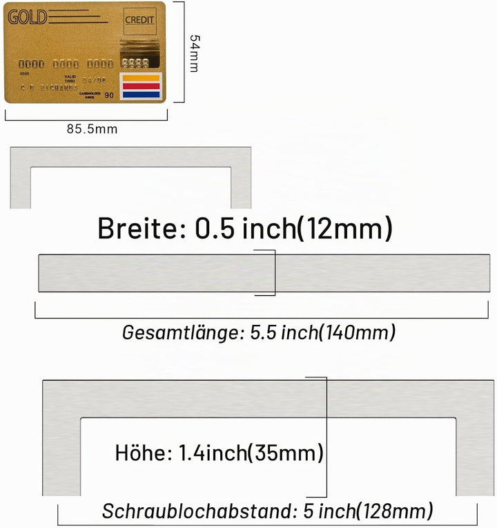 Amerdeco 15 Stück Möbelgriffe Edelstahl Gebürsteter Nickel Schrankgriffe Küchengriffe 128mm Lochabst