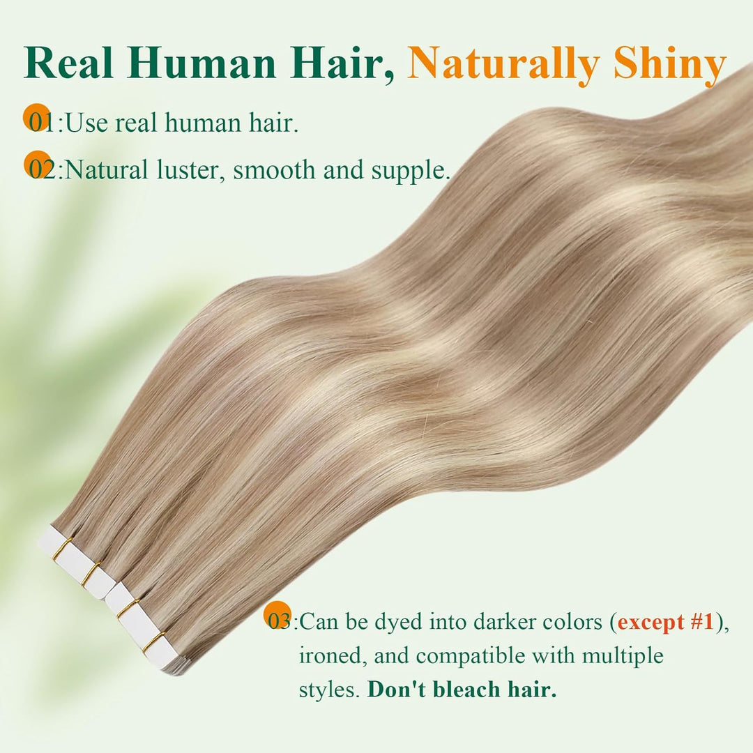 Easyouth Blond Tape Extensions Echthaar Tape in Haarverlangerung Naturlich Tape in Echthaar Extensio