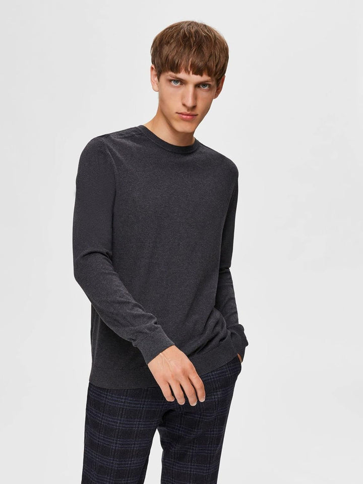 Selected Homme Male Strickpullover Langarm, Antracit/Detail:melange
