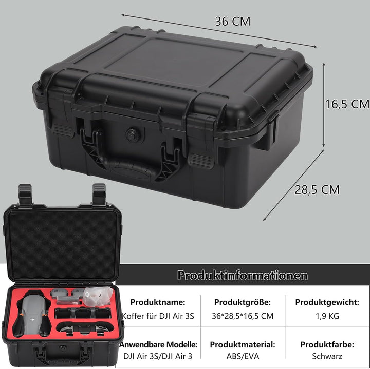 Professioneller Koffer für DJI Air 3S und DJI Air 3 Fly More Combo Wasserdicht Tasche Koffer Case fü