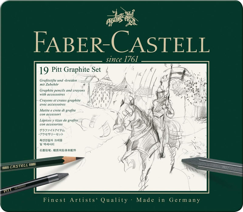 Faber-Castell - Pitt Graphite Set im Metalletui, medium, 19 + 3 -teilig (inklusive Radierstift mit P