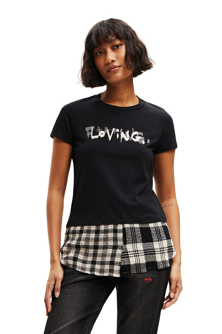 Desigual Damen Short Sleeve T-Shirt S Schwarz, S Schwarz