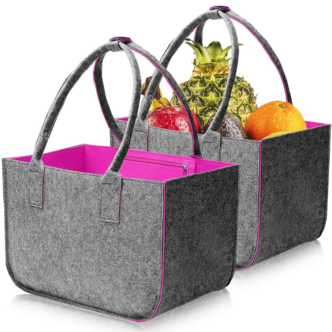 2 Stück 30L Filztasche Gross Einkaufstasche Faltbar,Tote Bag Filztaschen Shopper,Filzkorb mit Lange