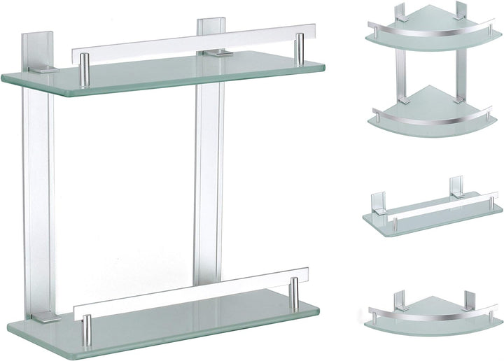 MSV Bad Regal "Tabarca" Eckregal Duschregal aus Aluminium und Glas - kleben und bohren