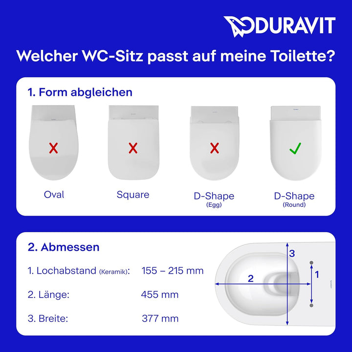 Duravit WC-Sitz Univavo, WC-Sitz D-shaped, Klobrille mit doppelter Absenkautomatik, Toilettendeckel