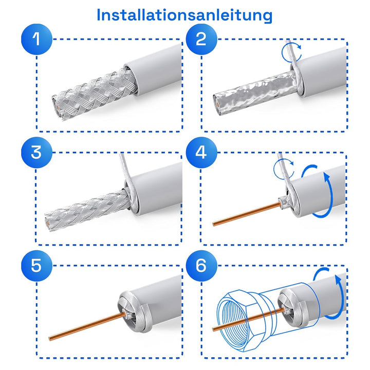 HB-DIGITAL 100m Koaxialkabel HQ-135 Antennenkabel 135dB SAT Kabel 8K 4K UHD 4-Fach geschirmt für DVB