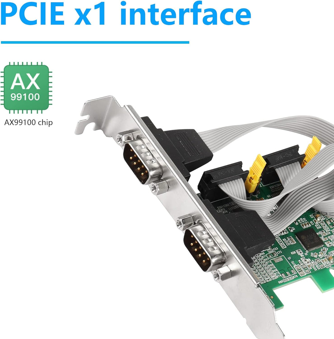 CERRXIAN 2 Port PCI Express RS232 Serielle Adapterkarte, DB9 Dual Channel PCIe X1 AX99100 Erweiterun